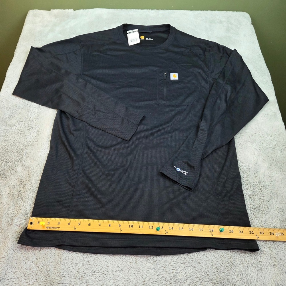 Carhartt Base Layer Shirt Mens 2XL Tall Force Grid Knit Pocket Top Black MBL104T